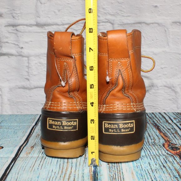 LL BEAN Brown Leather Unlined Waterproof Duck Boots Size 9 M - Picture 8 of 9